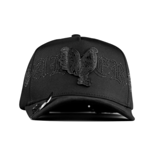 Rhinestone Rooster Black Cap
